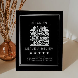 エイブリー モダン ダーク ブラック QR コード レビューを残す 台座サイン