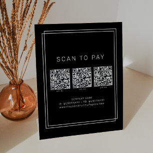 エイブリー モダン ブラック ビジネス QR コード スキャンして支払う 台座サイン