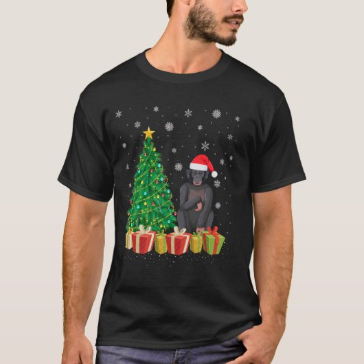 エイプクリスマスツリー照明サンタハットエイプクリスマス Tシャツ (正面)