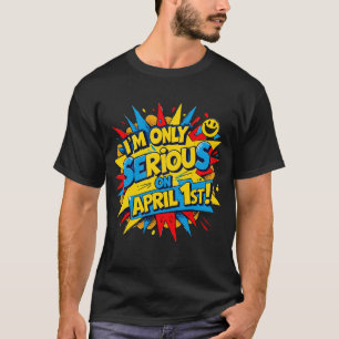 エイプリルおもしろいフールズデイ漫画スタイルデザイン Tシャツ