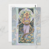 エイプリルアールヌーボー誕生石シリーズの女性 ポストカード (正面/裏面)