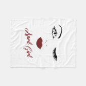 エイプリルガールアイズかわいい赤いリップスウィンク誕生日 フリースブランケット (正面(横))