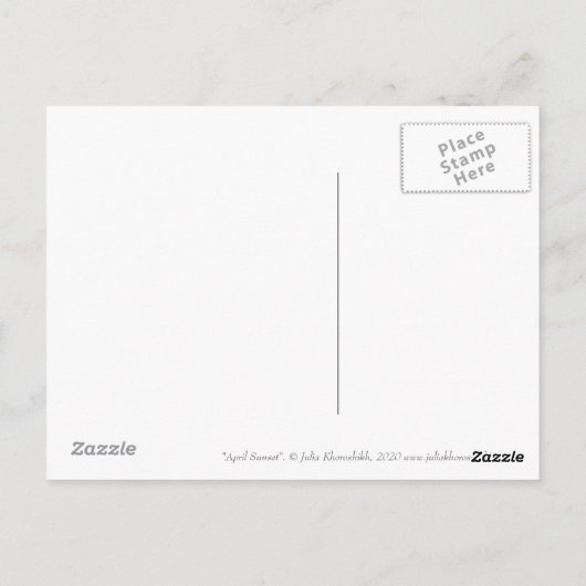 エイプリルサンセットスカイシティランドスケープパステル絵画ズ ポストカード (裏面)