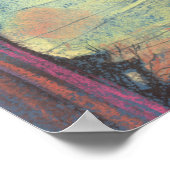 エイプリルサンセットスカイシティランドスケープ絵画パステルP ポスター (角)