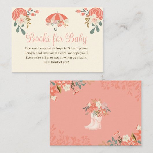 エイプリルシャワーが5月の花の本を持ってベビー エンクロージャーカード (正面/裏面)