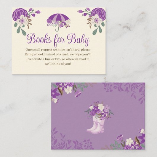 エイプリルシャワーが5月の花の本を持ってベビー エンクロージャーカード (正面/裏面)