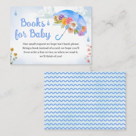 エイプリルシャワーが5月の花の本を持ってベビー エンクロージャーカード (正面/裏面)