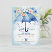 エイプリルシャワーが5月の花を持って来る青い傘 招待状 (スタンド正面)