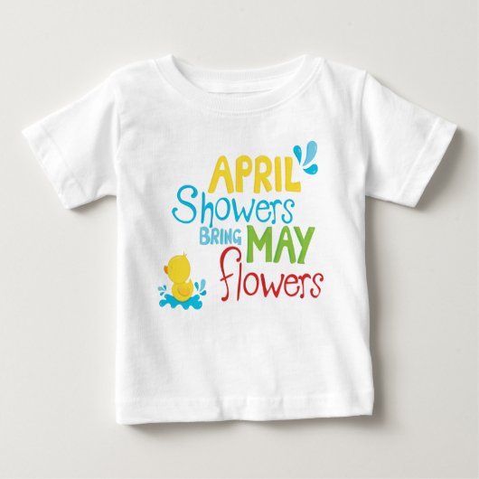 エイプリルシャワーで5月の花を持ってくる ベビーTシャツ (正面)