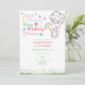 エイプリルシャワーをもたらす誕生日フラワーガール誕生日 招待状 (スタンド正面)