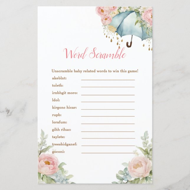 エイプリルシャワー傘の単語スクランブルゲーム (正面)