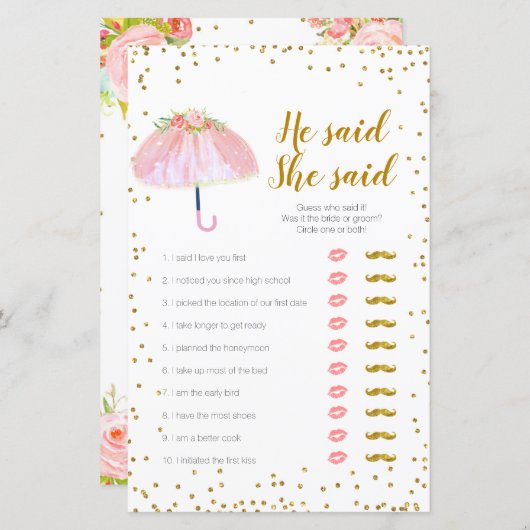 エイプリルシャワー彼は彼女はゲームカードを言った (正面/裏面)