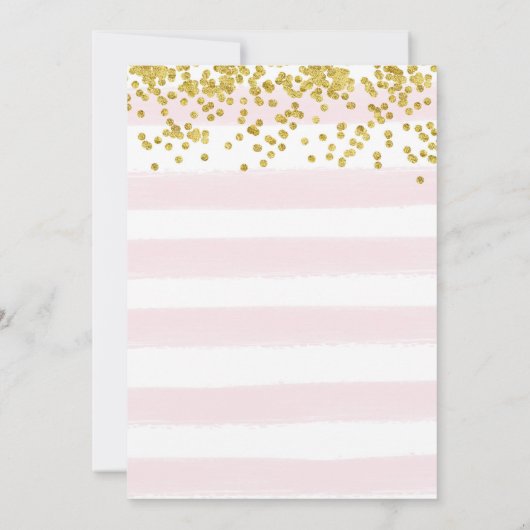 エイプリルシャワー赤ちゃんシャワー招待状金ゴールドピンク 招待状 (裏面)