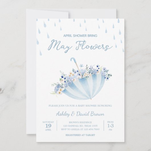 エイプリルシャワーMay Flowers赤ちゃんシャワー 招待状 (正面)