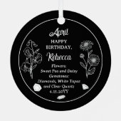 エイプリルデイジーとスイートピー誕生日キープサケ メタルオーナメント (裏面)
