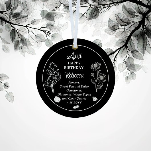 エイプリルデイジーとスイートピー誕生日キープサケ メタルオーナメント