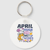 エイプリルハグとウェットノーズ – かわいい犬と猫のアート キーホルダー (正面)