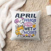 エイプリルハグとウェットノーズ – かわいい犬と猫のアート クッション (ブランケット)