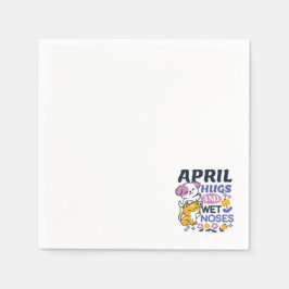 エイプリルハグとウェットノーズ – かわいい犬と猫のアート スタンダードカクテルナプキン