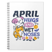 エイプリルハグとウェットノーズ – かわいい犬と猫のアート ノートブック (正面)