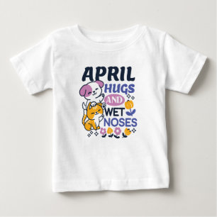 エイプリルハグとウェットノーズ – かわいい犬と猫のアート ベビーTシャツ