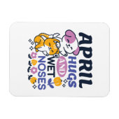 エイプリルハグとウェットノーズ – かわいい犬と猫のアート マグネット (横)