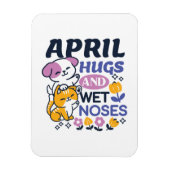 エイプリルハグとウェットノーズ – かわいい犬と猫のアート マグネット (縦)