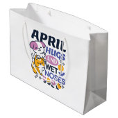 エイプリルハグとウェットノーズ – かわいい犬と猫のアート ラージペーパーバッグ (裏面アングル)