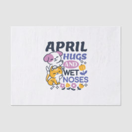 エイプリルハグとウェットノーズ – かわいい犬と猫のアート 薄葉紙