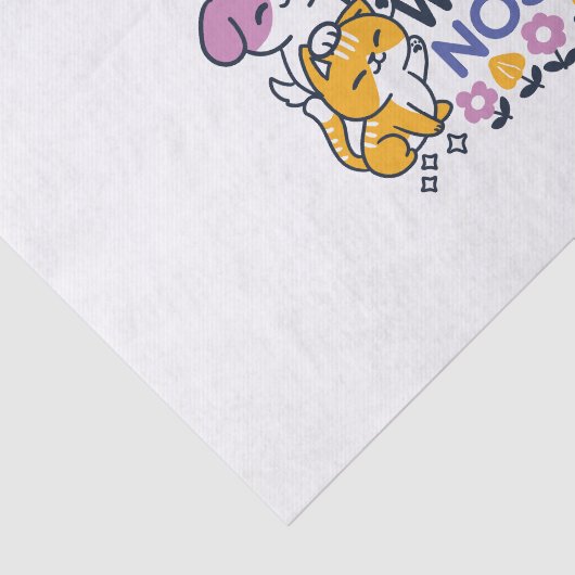 エイプリルハグとウェットノーズ – かわいい犬と猫のアート 薄葉紙 (詳細)