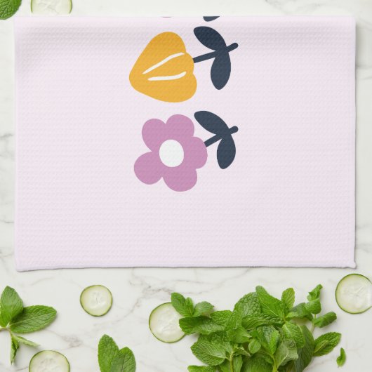 エイプリルハグとウェットノーズ – フローラ部分 キッチンタオル (折り畳み)