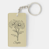 エイプリルパーソナライズされた誕生フラワーデイジーキーチェーン キーホルダー (裏面)