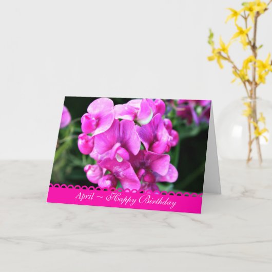 エイプリルピ素晴らしックスウィートピーズ誕生日 カード (黄色い花)