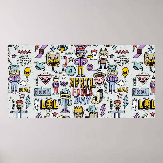 エイプリルフールおもしろいデイdoodleカラフルセット1.ヴィンタ ポスター (正面)