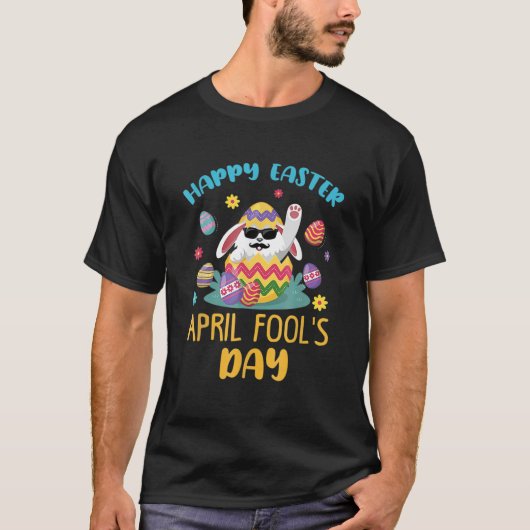 エイプリルフールの日いたずらバニーイースターの日と卵 Tシャツ (正面)