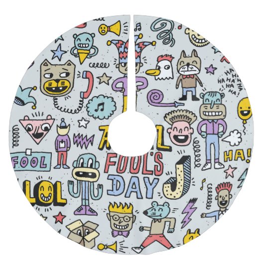 エイプリルフールカラフル:ドードルセット。 ブラッシュドポリエステルツリースカート (正面)