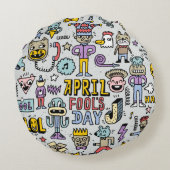 エイプリルフールズデおもしろいーカラフルセット1。ビンタ ラウンドクッション (裏面)