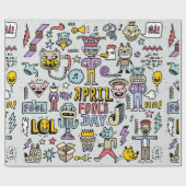 エイプリルフールズデおもしろいーカラフルセット1。ビンタ ラッピングペーパー (フラット)