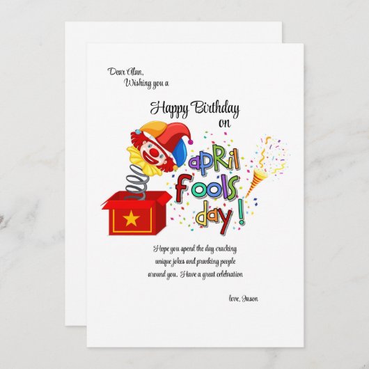 エイプリルフールズデイカード (正面/裏面)