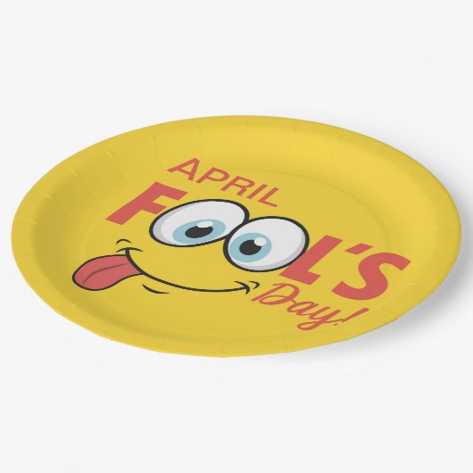 エイプリルフールズデイハッピーおもしろい顔 |休日 ペーパープレート (アングル)
