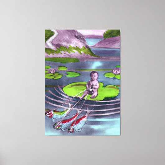 エイプリルフールヴィンテージフランスのはがき キャンバスプリント (正面)