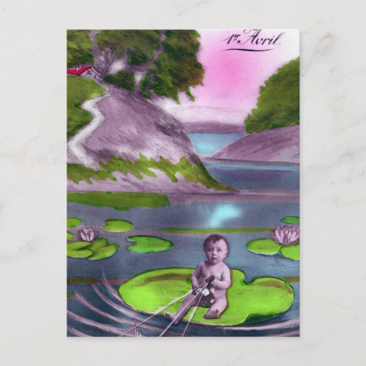 エイプリルフールヴィンテージフランスのはがき シーズンポストカード (正面)