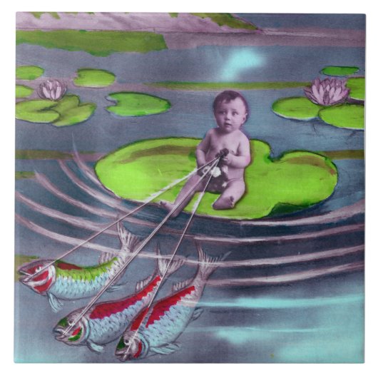 エイプリルフールヴィンテージフランスのはがき タイル (正面)