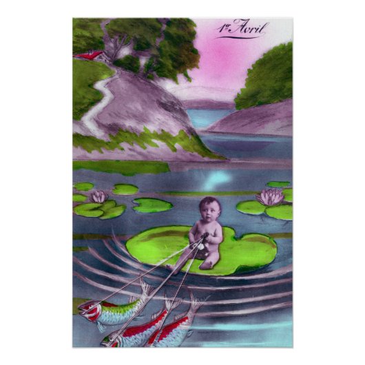 エイプリルフールヴィンテージフランスのはがき ポスター (正面)