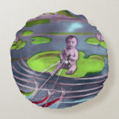 エイプリルフールヴィンテージフランスのはがき ラウンドクッション (裏面)