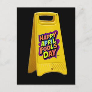 エイプリルフール日イエロープラスチック標識文字カラフル ポストカード