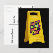 エイプリルフール日イエロープラスチック標識文字カラフル ポストカード (正面/裏面)