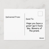 エイプリルフール日イエロープラスチック標識文字カラフル ポストカード (裏面)