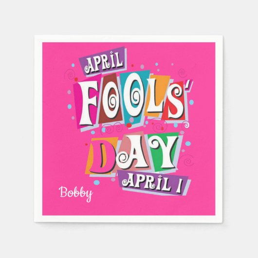 エイプリルフール紙ナプキンス スタンダードカクテルナプキン (正面)