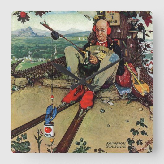 エイプリルフール1945年 スクエア壁時計 (正面)